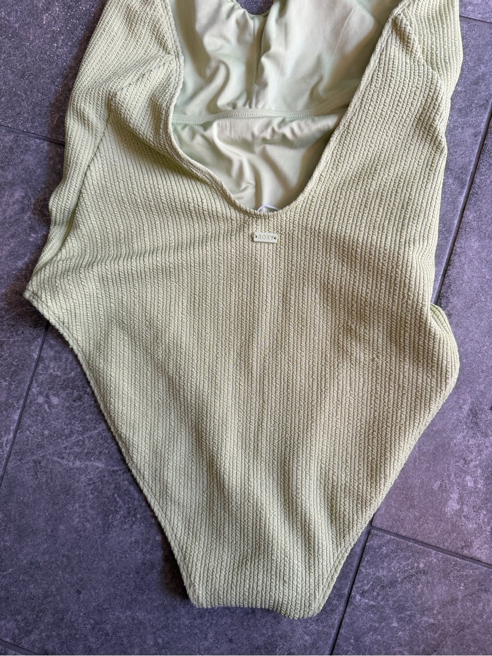 Roxy Light Green Ribbed Halter One-Piece - Picture 7 of 8